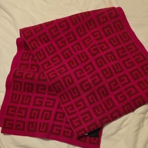 Givenchy Pink and Brown Geometric Pattern Scarf